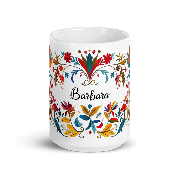 Bárbara Exclusive Name Art Piece Home Office Work Coffee Mug Mexican Spanish Pride Gift Cup One-Of-A-Kind Calligraphy White Glossy Mug | B14 Mexicada