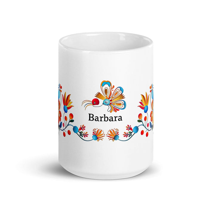 Bárbara Exclusive Name Art Piece Home Office Work Coffee Mug Mexican Spanish Pride Gift Cup One-Of-A-Kind Calligraphy White Glossy Mug | B15 Mexicada