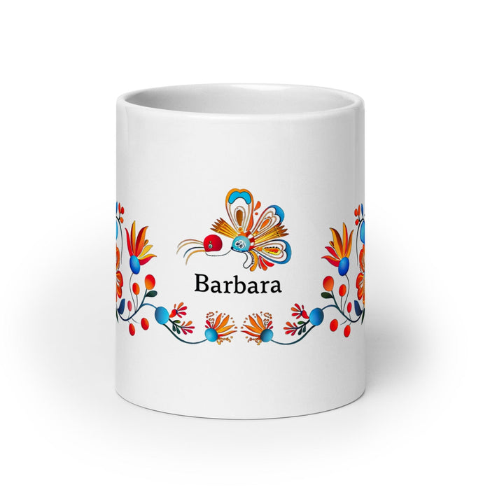 Bárbara Exclusive Name Art Piece Home Office Work Coffee Mug Mexican Spanish Pride Gift Cup One-Of-A-Kind Calligraphy White Glossy Mug | B15 Mexicada