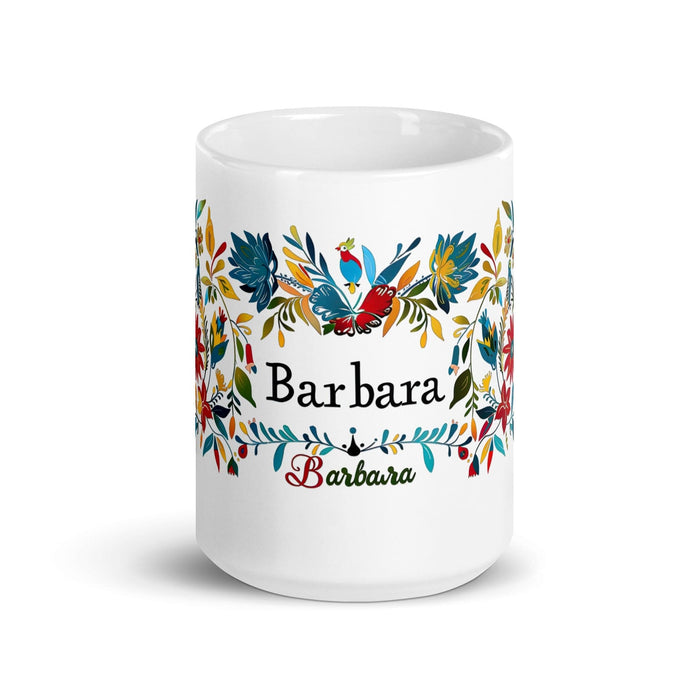 Bárbara Exclusive Name Art Piece Home Office Work Coffee Mug Mexican Spanish Pride Gift Cup One-Of-A-Kind Calligraphy White Glossy Mug | B17 Mexicada