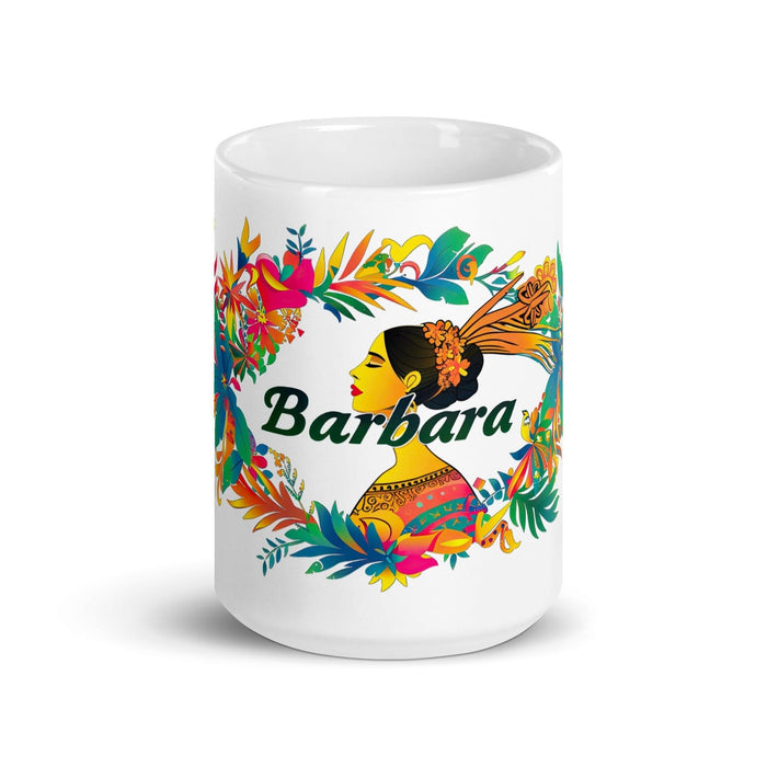 Bárbara Exclusive Name Art Piece Home Office Work Coffee Mug Mexican Spanish Pride Gift Cup One-Of-A-Kind Calligraphy White Glossy Mug | B18 Mexicada