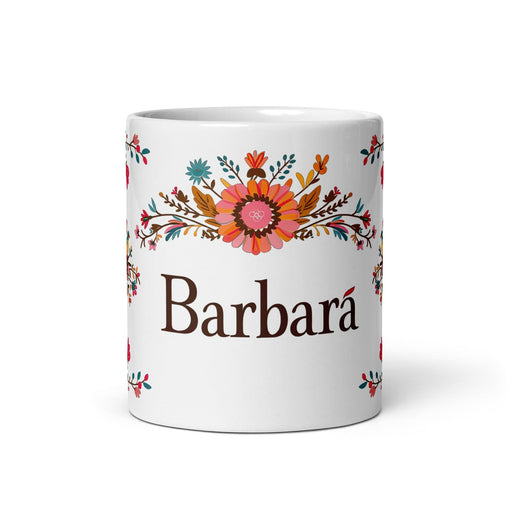 Bárbara Exclusive Name Art Piece Home Office Work Coffee Mug Mexican Spanish Pride Gift Cup One-Of-A-Kind Calligraphy White Glossy Mug | B4 Mexicada