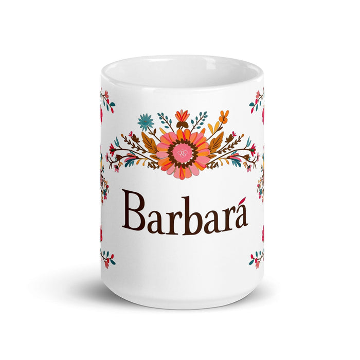 Bárbara Exclusive Name Art Piece Home Office Work Coffee Mug Mexican Spanish Pride Gift Cup One-Of-A-Kind Calligraphy White Glossy Mug | B4 Mexicada