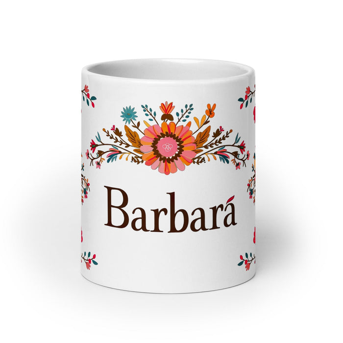 Bárbara Exclusive Name Art Piece Home Office Work Coffee Mug Mexican Spanish Pride Gift Cup One-Of-A-Kind Calligraphy White Glossy Mug | B4 Mexicada