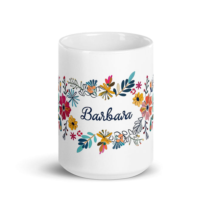 Bárbara Exclusive Name Art Piece Home Office Work Coffee Mug Mexican Spanish Pride Gift Cup One-Of-A-Kind Calligraphy White Glossy Mug | B5 Mexicada