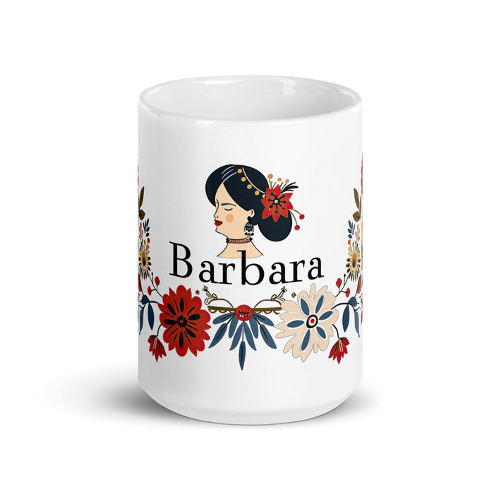 Bárbara Exclusive Name Art Piece Home Office Work Coffee Mug Mexican Spanish Pride Gift Cup One-Of-A-Kind Calligraphy White Glossy Mug | B6 Mexicada