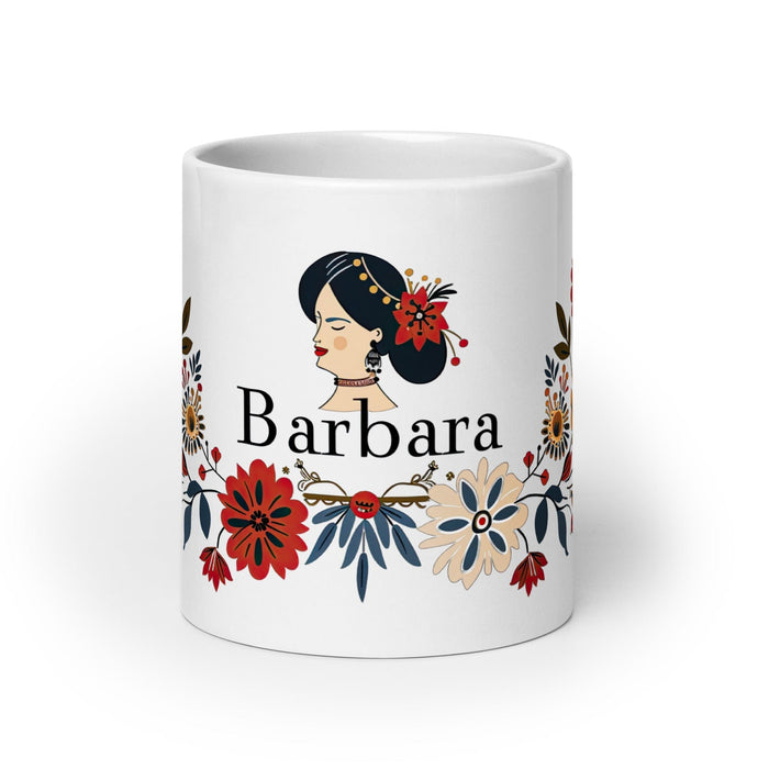 Bárbara Exclusive Name Art Piece Home Office Work Coffee Mug Mexican Spanish Pride Gift Cup One-Of-A-Kind Calligraphy White Glossy Mug | B6 Mexicada