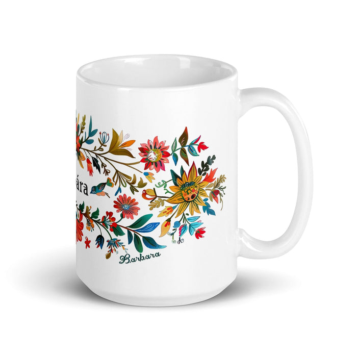 Bárbara Exclusive Name Art Piece Home Office Work Coffee Mug Mexican Spanish Pride Gift Cup One - Of - A - Kind Calligraphy White Glossy Mug | B7 - Mexicada