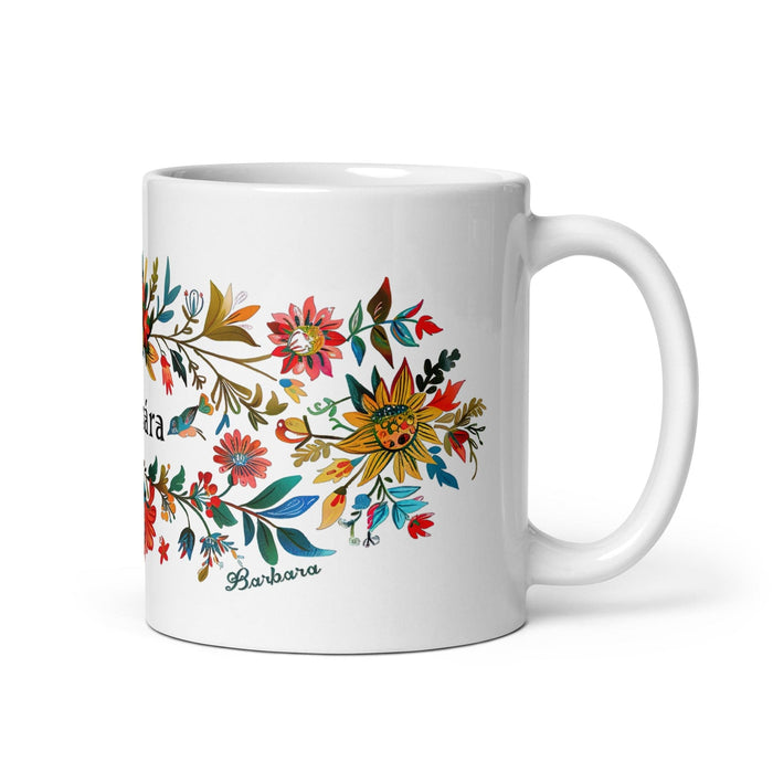 Bárbara Exclusive Name Art Piece Home Office Work Coffee Mug Mexican Spanish Pride Gift Cup One-Of-A-Kind Calligraphy White Glossy Mug | B7 Mexicada 11 oz