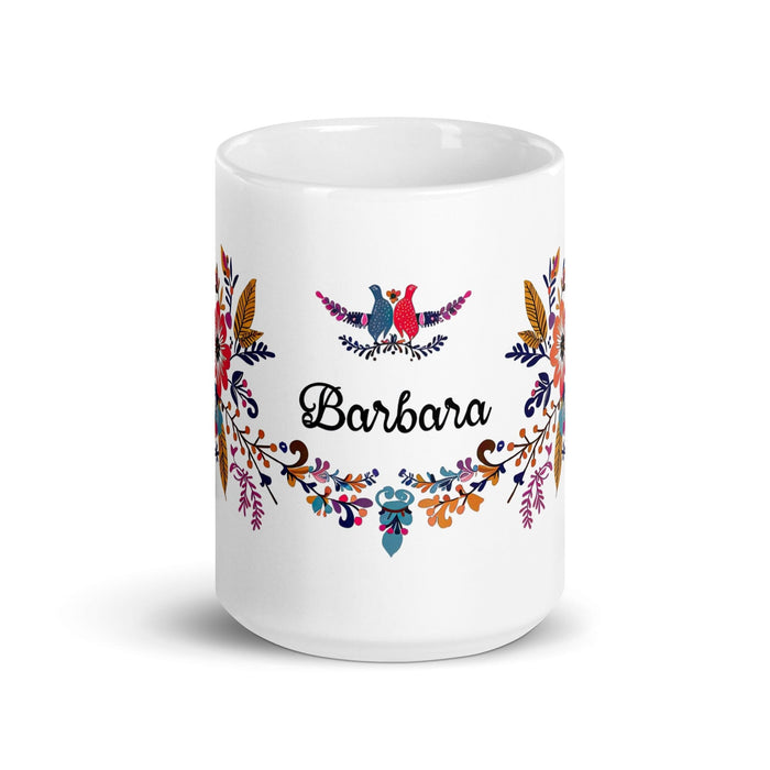 Bárbara Exclusive Name Art Piece Home Office Work Coffee Mug Mexican Spanish Pride Gift Cup One-Of-A-Kind Calligraphy White Glossy Mug | B8 Mexicada