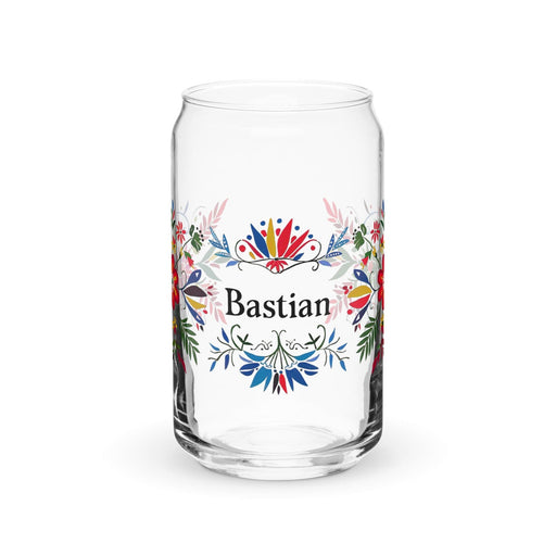 Bastian Exclusive Name Art Piece Can-Shaped Glass Home Office Work Mexican Spanish Pride Gift Cup One-Of-A-Kind Calligraphy Glass | B12 Mexicada 16 oz