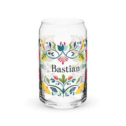 Bastian Exclusive Name Art Piece Can - Shaped Glass Home Office Work Mexican Spanish Pride Gift Cup One - Of - A - Kind Calligraphy Glass | B19 - Mexicada