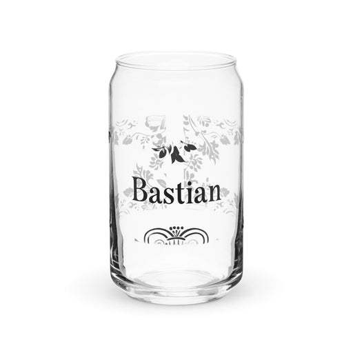 Bastian Exclusive Name Art Piece Can-Shaped Glass Home Office Work Mexican Spanish Pride Gift Cup One-Of-A-Kind Calligraphy Glass | B2 Mexicada 16 oz