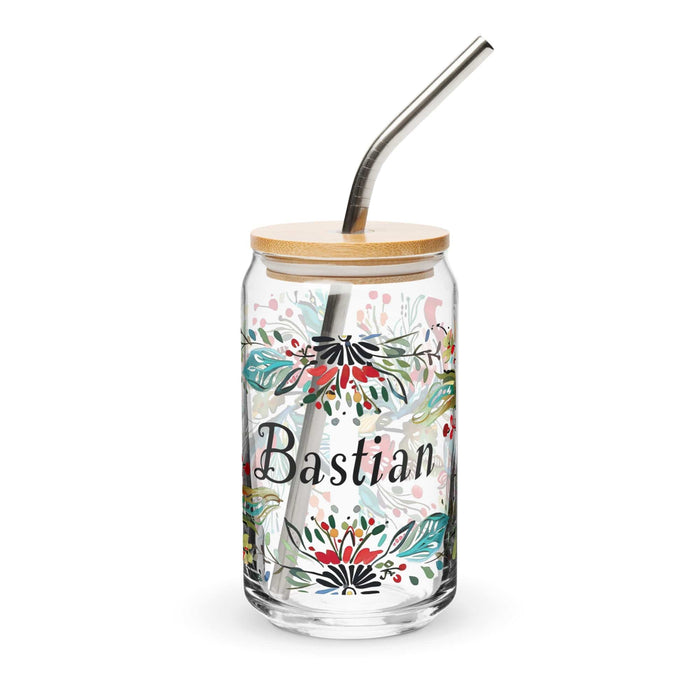 Bastian Exclusive Name Art Piece Can-Shaped Glass Home Office Work Mexican Spanish Pride Gift Cup One-Of-A-Kind Calligraphy Glass | B24 Mexicada 16 oz With Lid & Straw