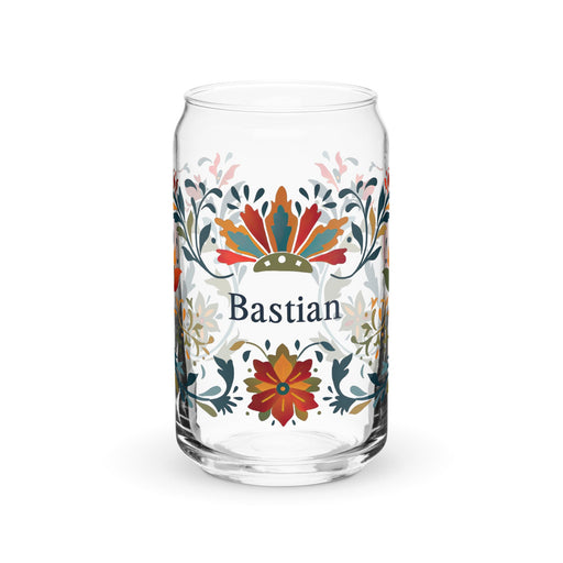 Bastian Exclusive Name Art Piece Can - Shaped Glass Home Office Work Mexican Spanish Pride Gift Cup One - Of - A - Kind Calligraphy Glass | B25 - Mexicada