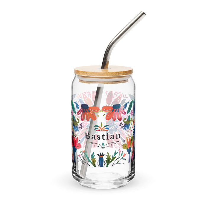 Bastian Exclusive Name Art Piece Can-Shaped Glass Home Office Work Mexican Spanish Pride Gift Cup One-Of-A-Kind Calligraphy Glass | B26 Mexicada 16 oz With Lid & Straw