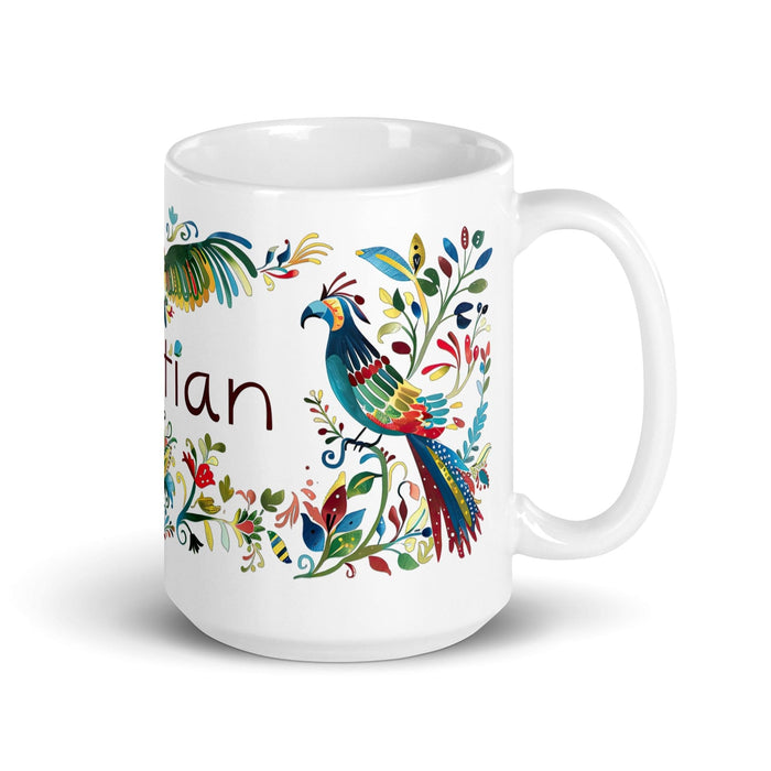 Bastian Exclusive Name Art Piece Home Office Work Coffee Mug Mexican Spanish Pride Gift Cup One-Of-A-Kind Calligraphy White Glossy Mug | B10 Mexicada 15 oz