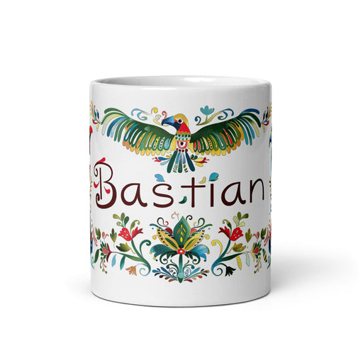 Bastian Exclusive Name Art Piece Home Office Work Coffee Mug Mexican Spanish Pride Gift Cup One-Of-A-Kind Calligraphy White Glossy Mug | B10 Mexicada