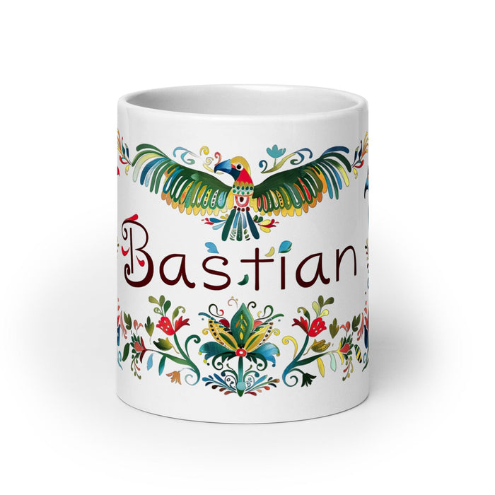 Bastian Exclusive Name Art Piece Home Office Work Coffee Mug Mexican Spanish Pride Gift Cup One-Of-A-Kind Calligraphy White Glossy Mug | B10 Mexicada