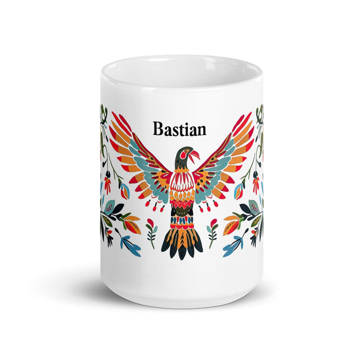 Bastian Exclusive Name Art Piece Home Office Work Coffee Mug Mexican Spanish Pride Gift Cup One-Of-A-Kind Calligraphy White Glossy Mug | B11 Mexicada