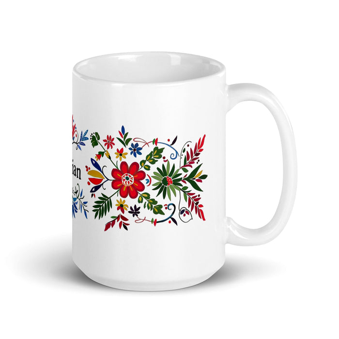 Bastian Exclusive Name Art Piece Home Office Work Coffee Mug Mexican Spanish Pride Gift Cup One-Of-A-Kind Calligraphy White Glossy Mug | B12 Mexicada 15 oz