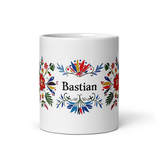 Bastian Exclusive Name Art Piece Home Office Work Coffee Mug Mexican Spanish Pride Gift Cup One-Of-A-Kind Calligraphy White Glossy Mug | B12 Mexicada