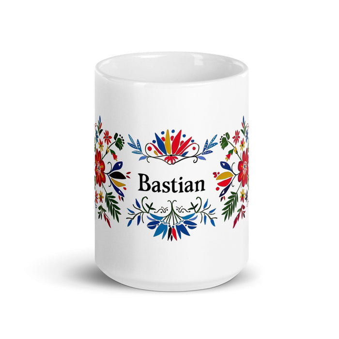 Bastian Exclusive Name Art Piece Home Office Work Coffee Mug Mexican Spanish Pride Gift Cup One-Of-A-Kind Calligraphy White Glossy Mug | B12 Mexicada