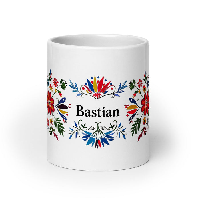 Bastian Exclusive Name Art Piece Home Office Work Coffee Mug Mexican Spanish Pride Gift Cup One-Of-A-Kind Calligraphy White Glossy Mug | B12 Mexicada