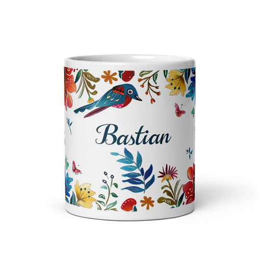 Bastian Exclusive Name Art Piece Home Office Work Coffee Mug Mexican Spanish Pride Gift Cup One-Of-A-Kind Calligraphy White Glossy Mug | B13 Mexicada