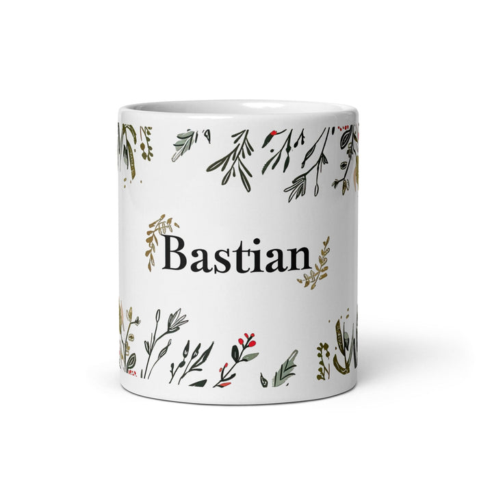 Bastian Exclusive Name Art Piece Home Office Work Coffee Mug Mexican Spanish Pride Gift Cup One-Of-A-Kind Calligraphy White Glossy Mug | B14 Mexicada