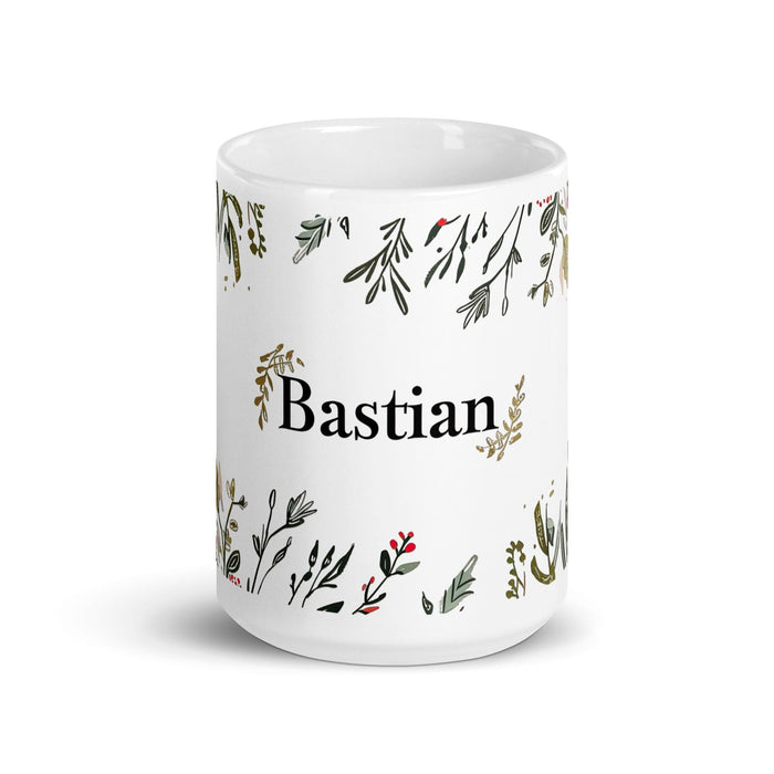 Bastian Exclusive Name Art Piece Home Office Work Coffee Mug Mexican Spanish Pride Gift Cup One-Of-A-Kind Calligraphy White Glossy Mug | B14 Mexicada