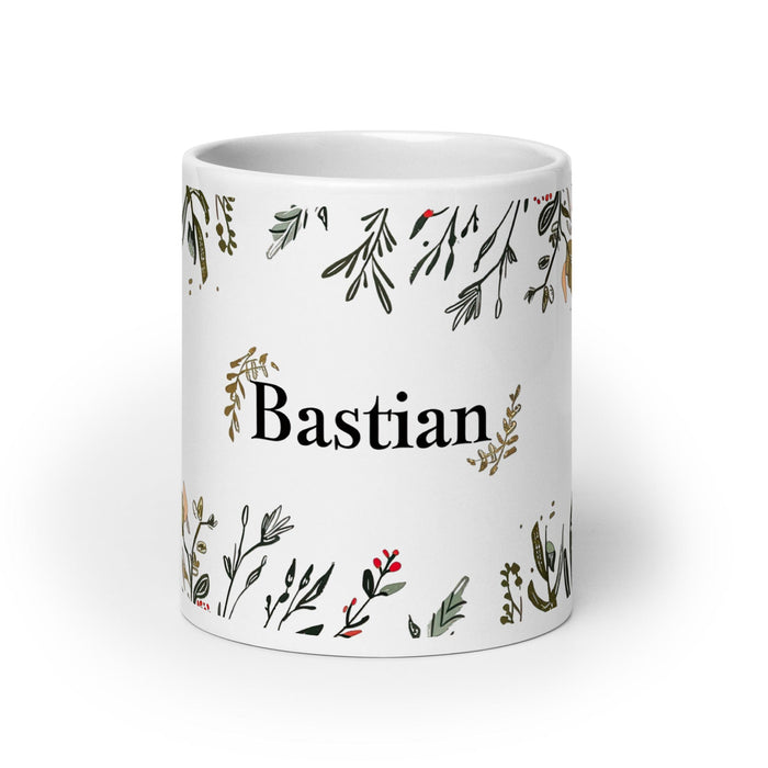 Bastian Exclusive Name Art Piece Home Office Work Coffee Mug Mexican Spanish Pride Gift Cup One-Of-A-Kind Calligraphy White Glossy Mug | B14 Mexicada