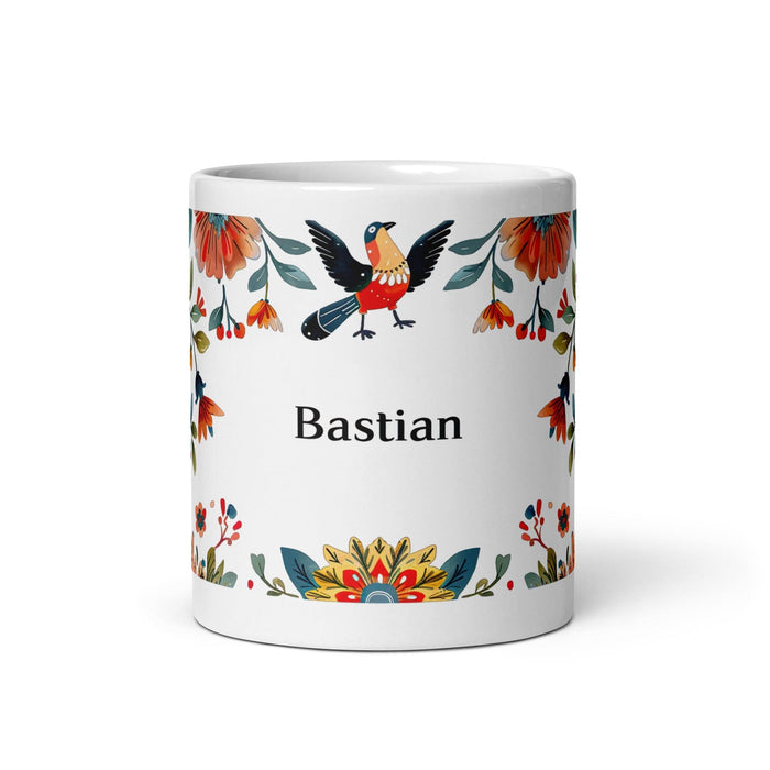 Bastian Exclusive Name Art Piece Home Office Work Coffee Mug Mexican Spanish Pride Gift Cup One-Of-A-Kind Calligraphy White Glossy Mug | B16 Mexicada