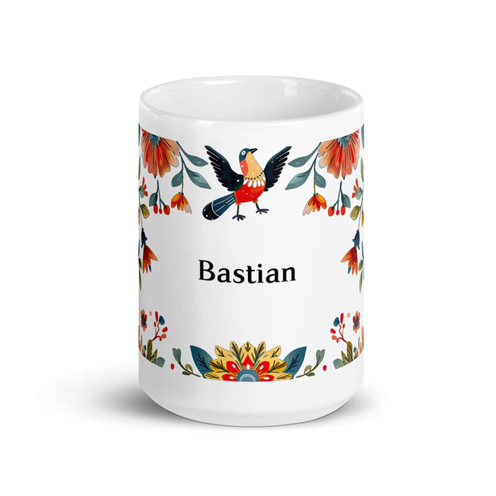 Bastian Exclusive Name Art Piece Home Office Work Coffee Mug Mexican Spanish Pride Gift Cup One-Of-A-Kind Calligraphy White Glossy Mug | B16 Mexicada