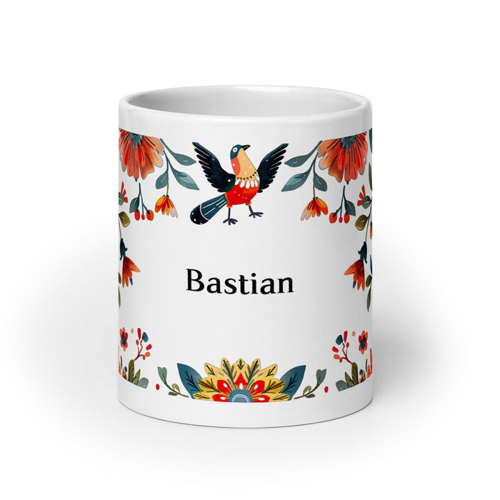 Bastian Exclusive Name Art Piece Home Office Work Coffee Mug Mexican Spanish Pride Gift Cup One-Of-A-Kind Calligraphy White Glossy Mug | B16 Mexicada