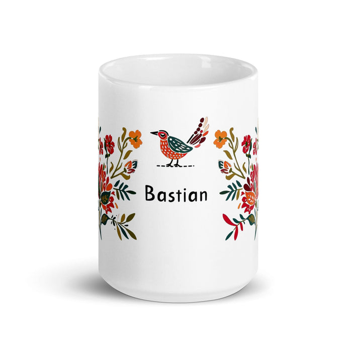 Bastian Exclusive Name Art Piece Home Office Work Coffee Mug Mexican Spanish Pride Gift Cup One-Of-A-Kind Calligraphy White Glossy Mug | B18 Mexicada