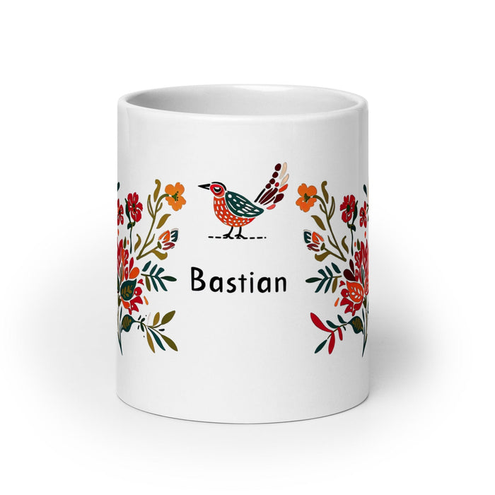 Bastian Exclusive Name Art Piece Home Office Work Coffee Mug Mexican Spanish Pride Gift Cup One-Of-A-Kind Calligraphy White Glossy Mug | B18 Mexicada