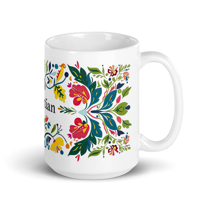 Bastian Exclusive Name Art Piece Home Office Work Coffee Mug Mexican Spanish Pride Gift Cup One-Of-A-Kind Calligraphy White Glossy Mug | B19 Mexicada 15 oz