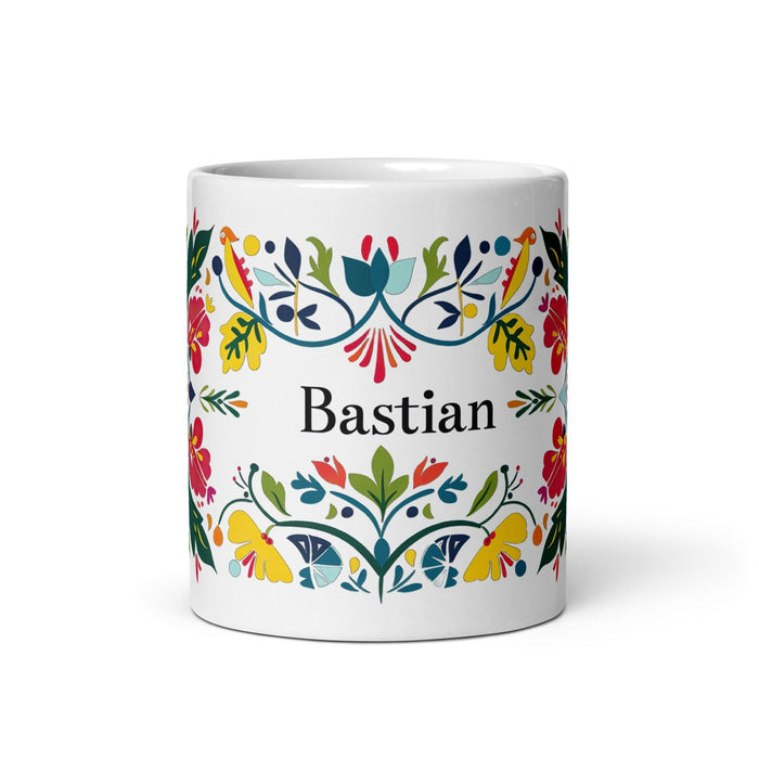 Bastian Exclusive Name Art Piece Home Office Work Coffee Mug Mexican Spanish Pride Gift Cup One-Of-A-Kind Calligraphy White Glossy Mug | B19 Mexicada