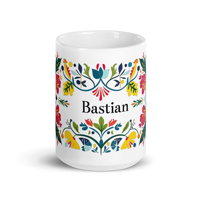 Bastian Exclusive Name Art Piece Home Office Work Coffee Mug Mexican Spanish Pride Gift Cup One-Of-A-Kind Calligraphy White Glossy Mug | B19 Mexicada