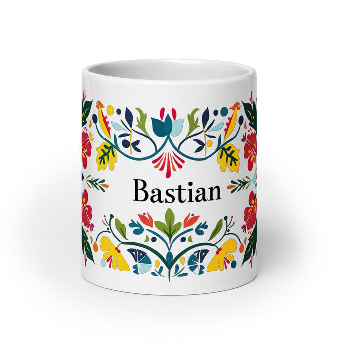 Bastian Exclusive Name Art Piece Home Office Work Coffee Mug Mexican Spanish Pride Gift Cup One-Of-A-Kind Calligraphy White Glossy Mug | B19 Mexicada