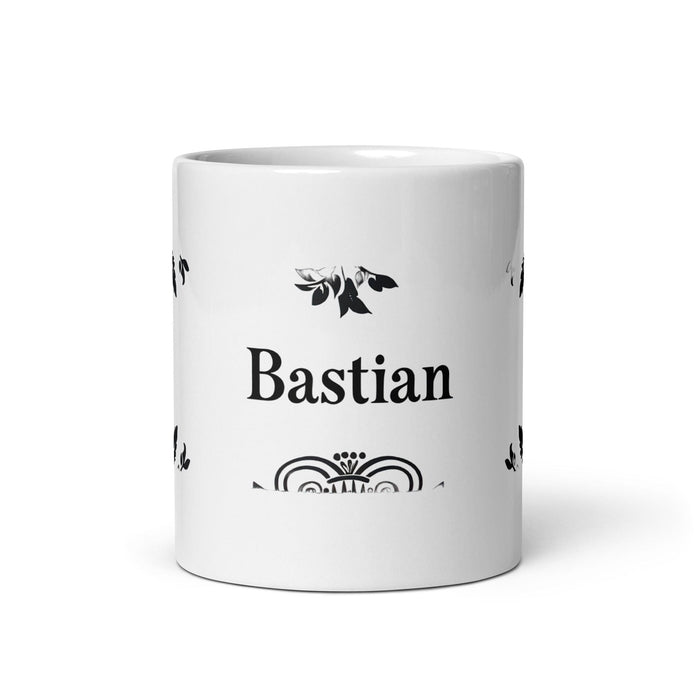 Bastian Exclusive Name Art Piece Home Office Work Coffee Mug Mexican Spanish Pride Gift Cup One-Of-A-Kind Calligraphy White Glossy Mug | B2 Mexicada