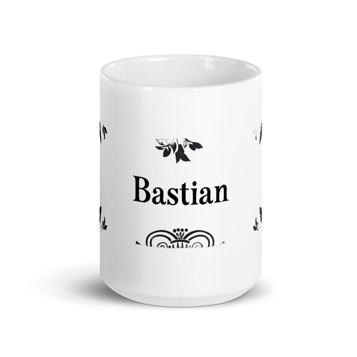 Bastian Exclusive Name Art Piece Home Office Work Coffee Mug Mexican Spanish Pride Gift Cup One-Of-A-Kind Calligraphy White Glossy Mug | B2 Mexicada