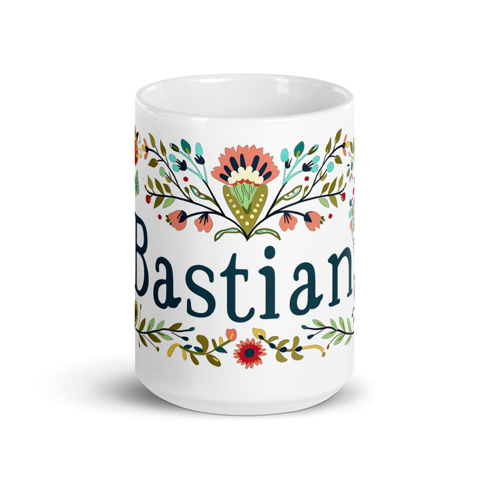 Bastian Exclusive Name Art Piece Home Office Work Coffee Mug Mexican Spanish Pride Gift Cup One-Of-A-Kind Calligraphy White Glossy Mug | B20 Mexicada