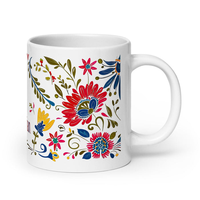 Bastian Exclusive Name Art Piece Home Office Work Coffee Mug Mexican Spanish Pride Gift Cup One-Of-A-Kind Calligraphy White Glossy Mug | B21 Mexicada 20 oz