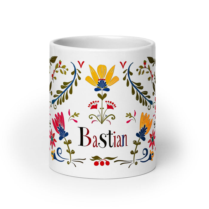 Bastian Exclusive Name Art Piece Home Office Work Coffee Mug Mexican Spanish Pride Gift Cup One-Of-A-Kind Calligraphy White Glossy Mug | B21 Mexicada