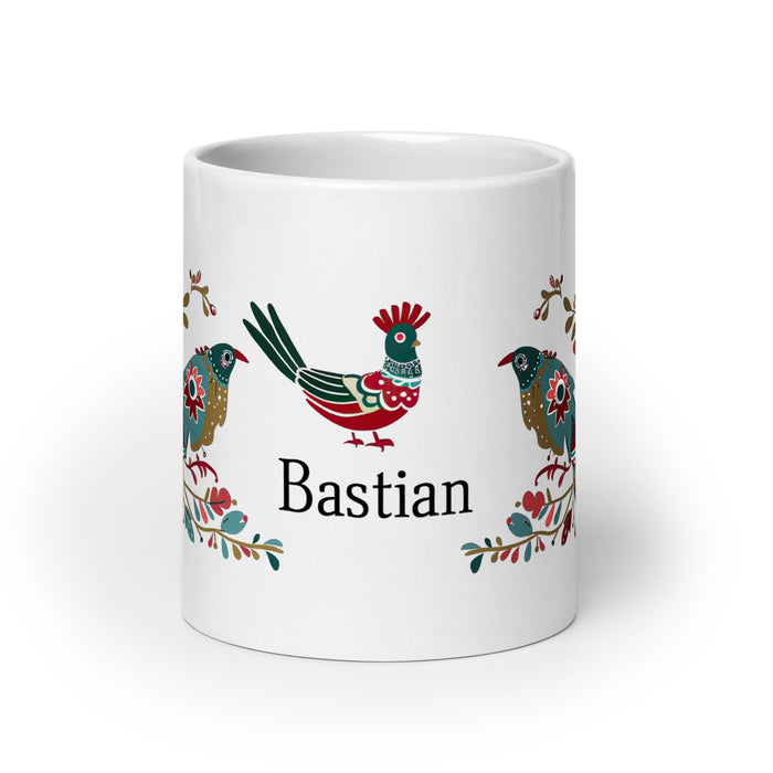 Bastian Exclusive Name Art Piece Home Office Work Coffee Mug Mexican Spanish Pride Gift Cup One-Of-A-Kind Calligraphy White Glossy Mug | B22 Mexicada