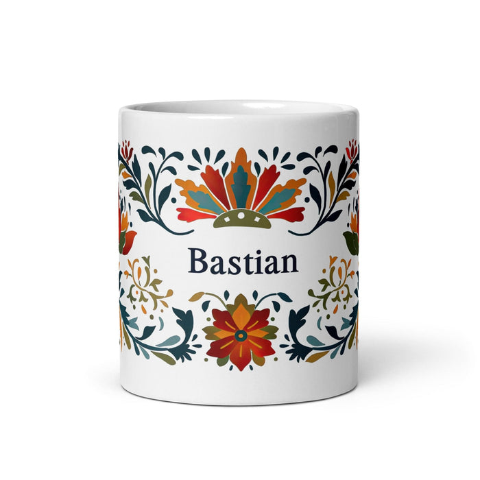 Bastian Exclusive Name Art Piece Home Office Work Coffee Mug Mexican Spanish Pride Gift Cup One-Of-A-Kind Calligraphy White Glossy Mug | B25 Mexicada