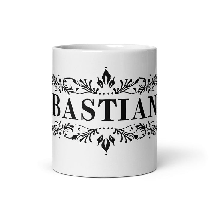 Bastian Exclusive Name Art Piece Home Office Work Coffee Mug Mexican Spanish Pride Gift Cup One-Of-A-Kind Calligraphy White Glossy Mug | B27 Mexicada