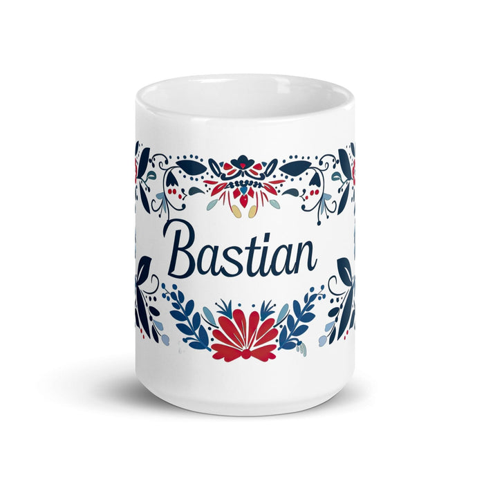 Bastian Exclusive Name Art Piece Home Office Work Coffee Mug Mexican Spanish Pride Gift Cup One-Of-A-Kind Calligraphy White Glossy Mug | B28 Mexicada